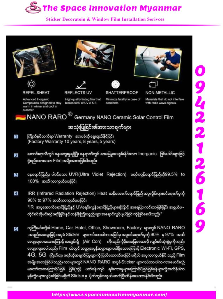 Nano Raro Germany Window Film, Sun Protection Glass Sticker